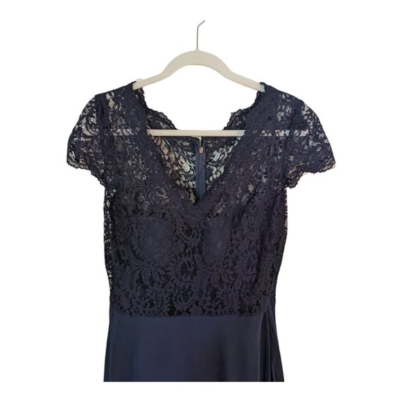 Lace & Chiffon Cap Sleeve Gown NAVY BLUE - Picture 5 of 7